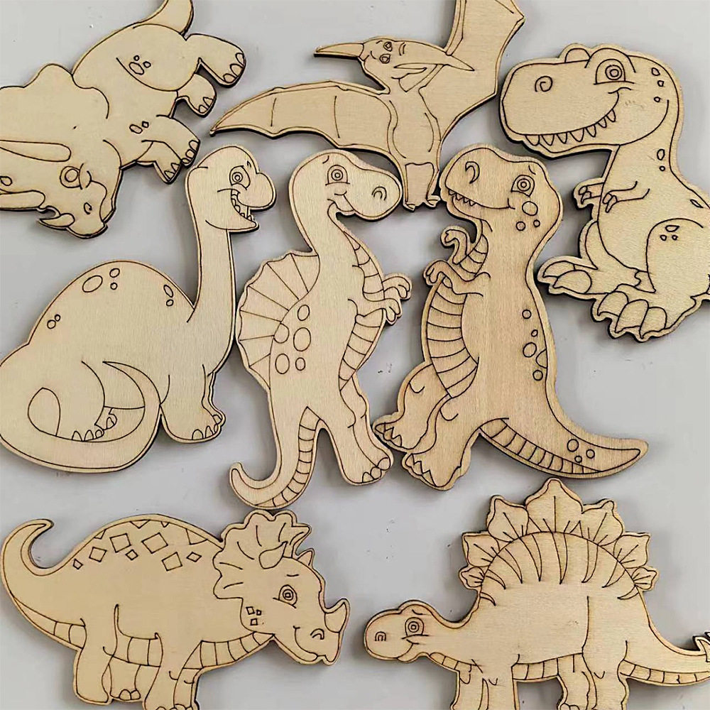 厂家直供 儿童手工涂鸦材料 DIY手绘恐龙木片 创意卡通手工材料