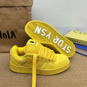 ins金色海岸拼色面包鞋男2024冬季新款小众百搭情侣运动休闲板鞋