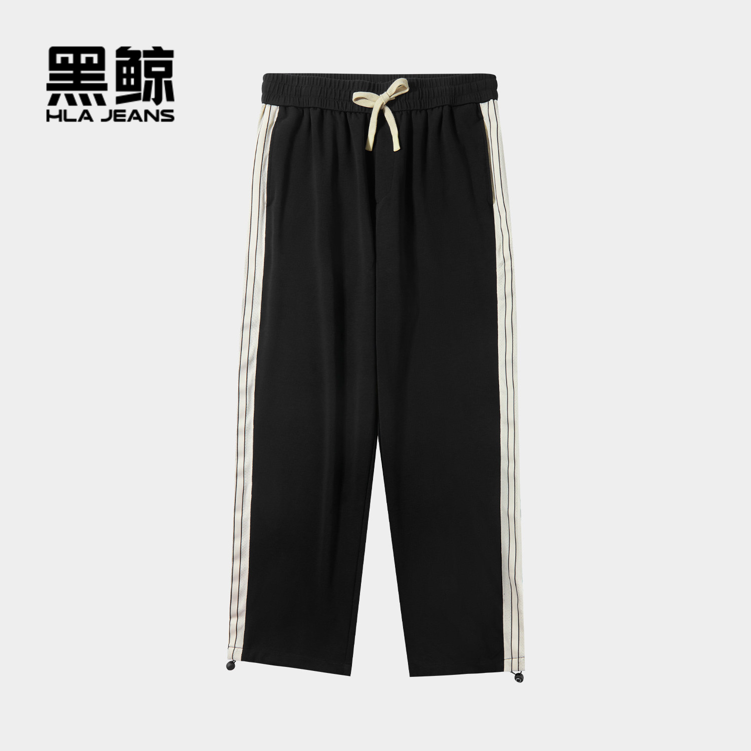 海澜之家旗下黑鲸条纹织带拼接休闲裤男夏季腰间抽绳裤,男装,休闲裤,淘宝优惠券,粉丝福利购,淘宝优惠卷