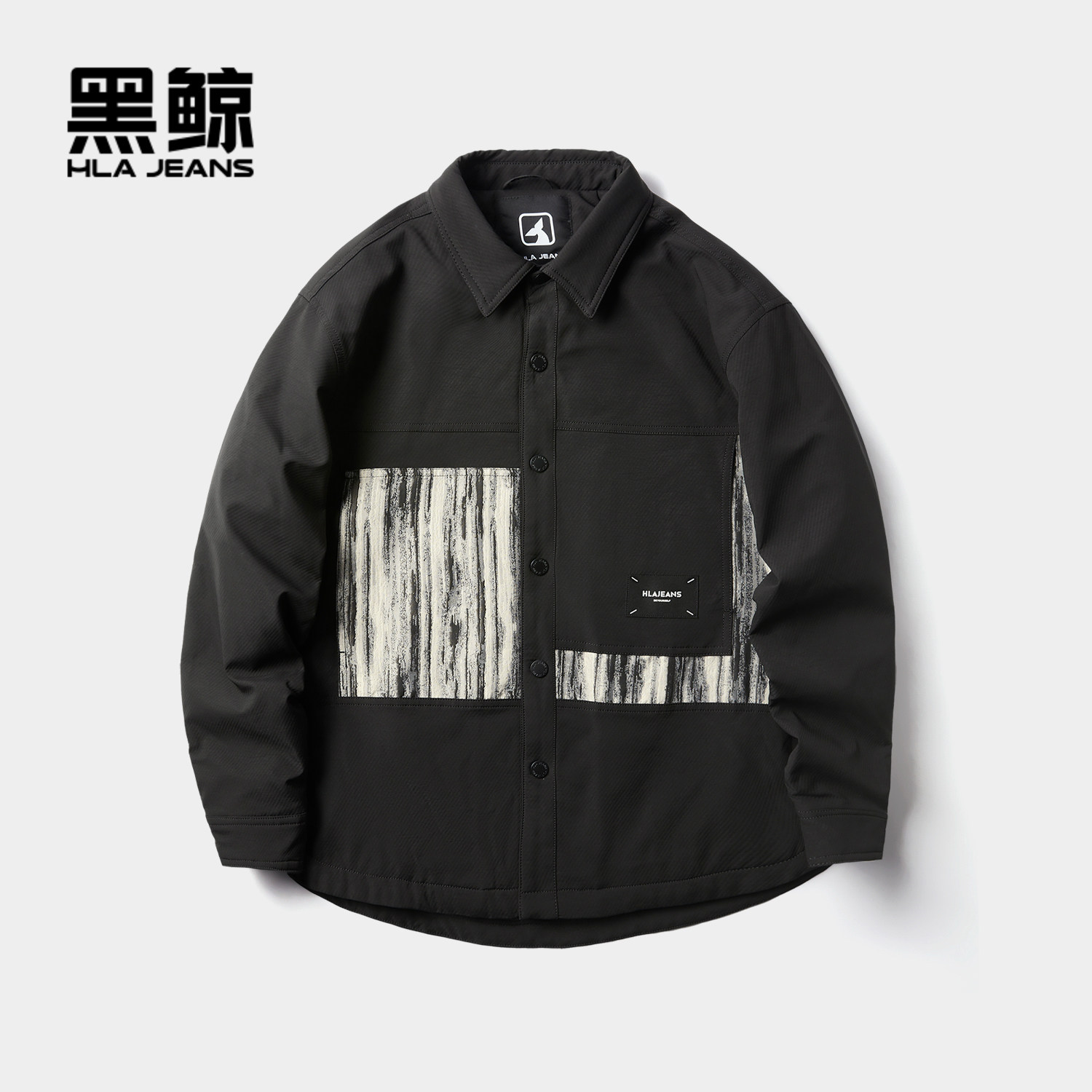 海澜之家旗下黑鲸时尚翻领夹克棉服男冬季保暖休闲外套