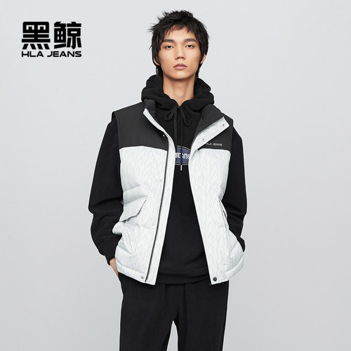 黑鲸立领撞色羽绒马甲
