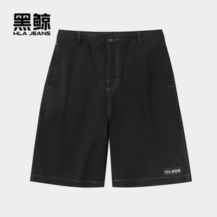 男款 男短裤 夏季 裤 海澜之家旗下黑鲸时尚 子男商场同款 直筒牛仔中裤