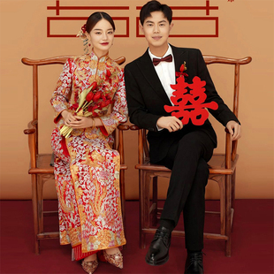 结婚显瘦龙凤褂出阁服 敬酒服修身 秀禾服2022年新款 新娘小个子中式