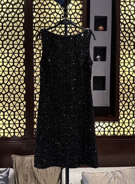 【Rish Asians】系列-奢华黑亮片长短款连衣裙TZ251034