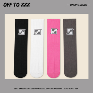 WE11DONE方块LOGO韩国潮牌中筒袜网红ins潮流well运动袜子棉男女