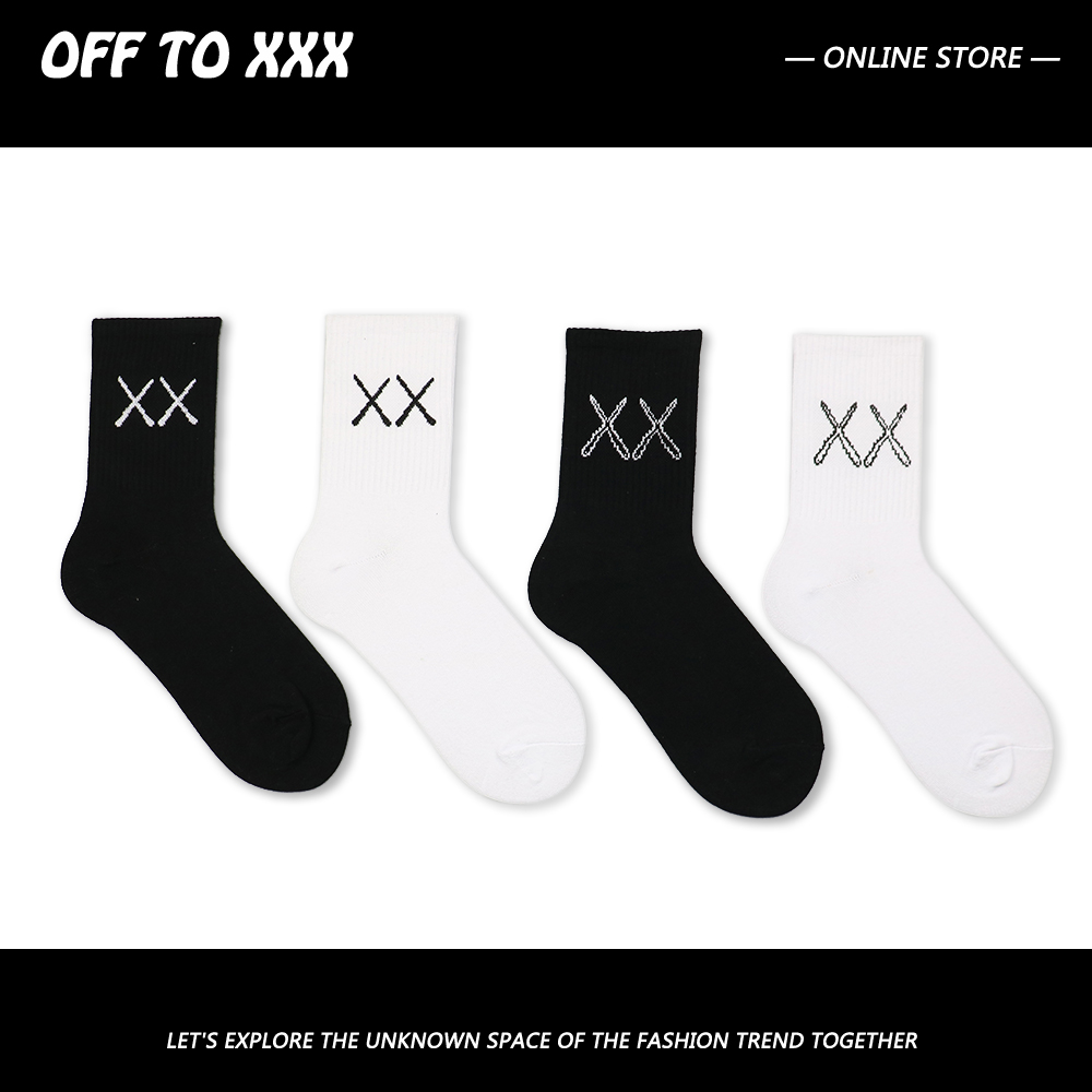 黑白眼睛欧美涂鸦卡通个性风袜子