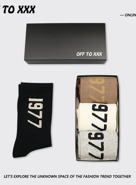 三双盒装FOG 1977潮牌袜子FEAR OF GOD 美式复古运动中筒袜潮男女