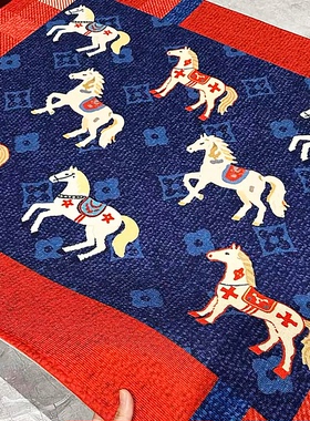 2026马年中古风入户门地垫圈绒新年春节防滑耐脏玄关进门口地毯