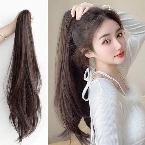 Clamping Horsetail Wig Women's Micro-curly Long Hair