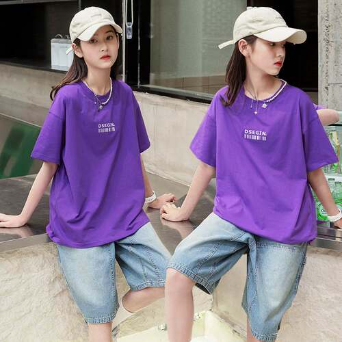 [100% pure cotton] 200g girls' summer wear simple bar code