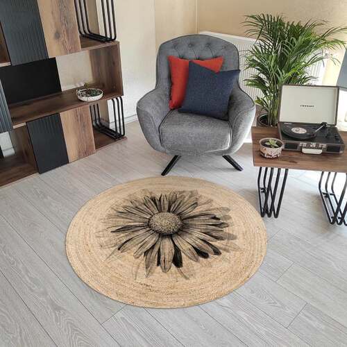 Cross-border round carpet simple line decoration living