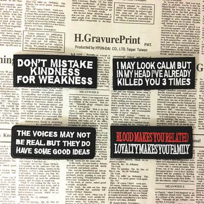 Badge Patch Black and White English Cloth Patch Embroidery