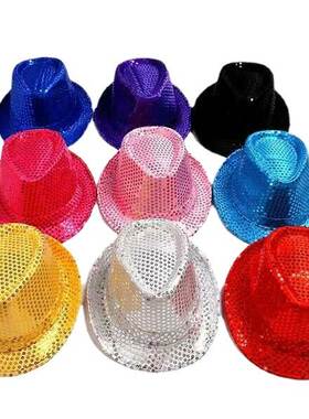 Children's Jazz Hat Dance Props Sequin Top Hat Men's and
