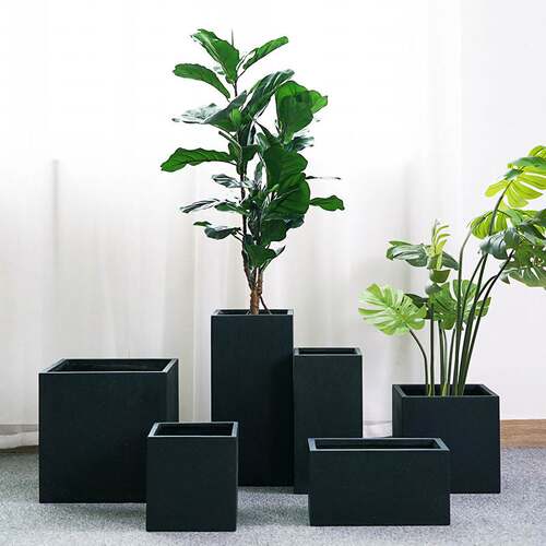 Nordic Cement Flower Pot Creative Black Frosted Square