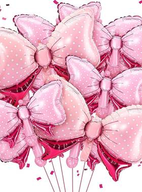 10 Pink Mini Bow Aluminum Film Balloons suit Girls Birthday