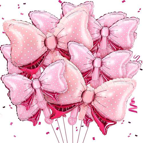 10 Pink Mini Bow Aluminum Film Balloons suit Girls Birthday