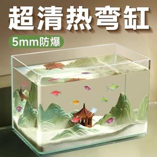 2025 New Super Clear Glass Hot Curved Fish Tank Desktop