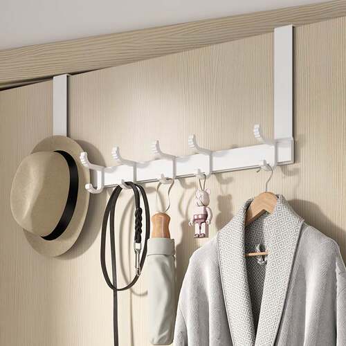 White Door Hook Hanger for Bedroom Door Non-perforated and
