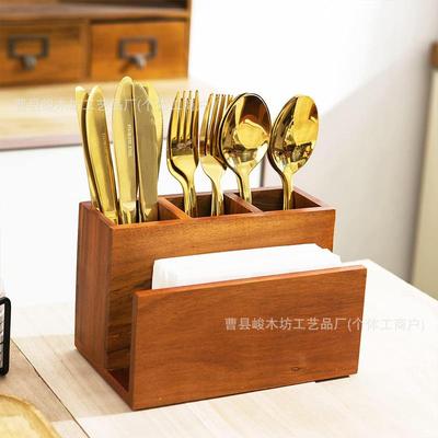 Wooden kitchen knife and fork chopsticks spoon storage box