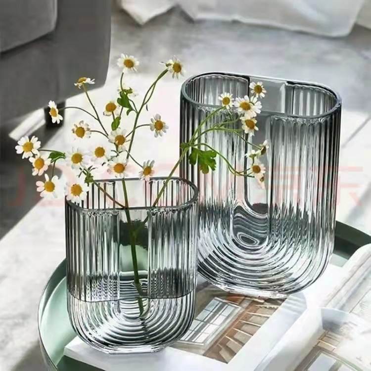 Nordic glass vase transparent U-shaped vertical pattern