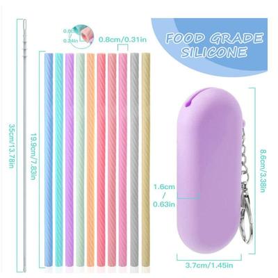 Amazon Reusable Silicone Straw Portable Set Foldable