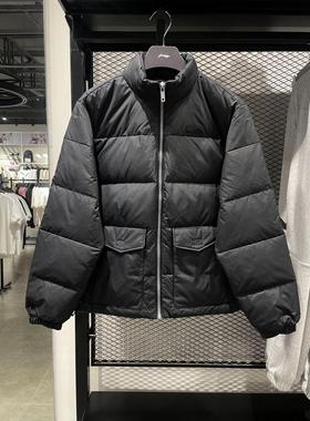 李宁2023冬款新品男子运动潮流简洁经典鸭绒保暖短羽绒服AYMT063
