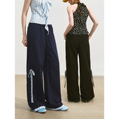 2025时尚 休闲宽松碎花拼接轻薄设计感格纹工装 裤 SOMESOWE 长裤