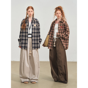 SOMESOWE 趣味流苏格纹衬衫