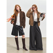 SOMESOWE 翻领绒雾感麂皮廓形夹克