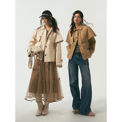 SOMESOWE 可拆卸斗篷夹棉外套