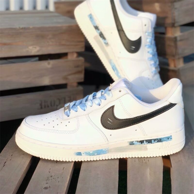 【定制球鞋】耐克 Nike AIR FORCE 1 蓝黑迷彩 男女空军潮流板鞋