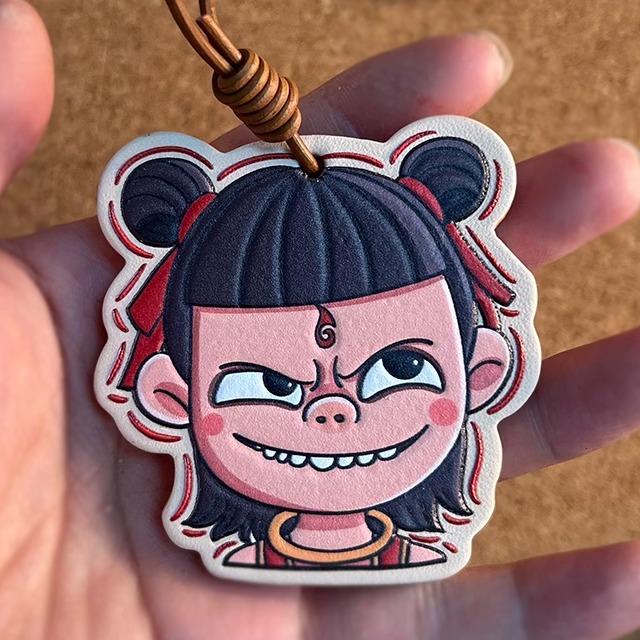 真皮哪吒之魔童闹海同款双面挂件