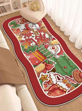 Crystal Velvet Bedside Carpet Merry Christmas Bedroom Carpet