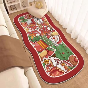 Crystal Velvet Bedside Carpet Merry Christmas Bedroom Carpet