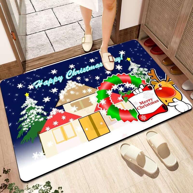 2024 New Christmas Diatom Mud Foot Mat Anti slip圣诞脚垫