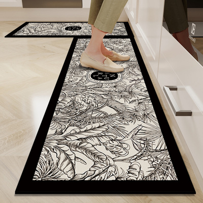 Kitchen retro themed floor mat, washable, non slip carpet