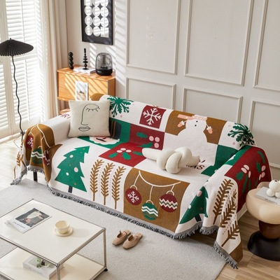 Christmas thick chenille sofa towel and sofa cover cloth