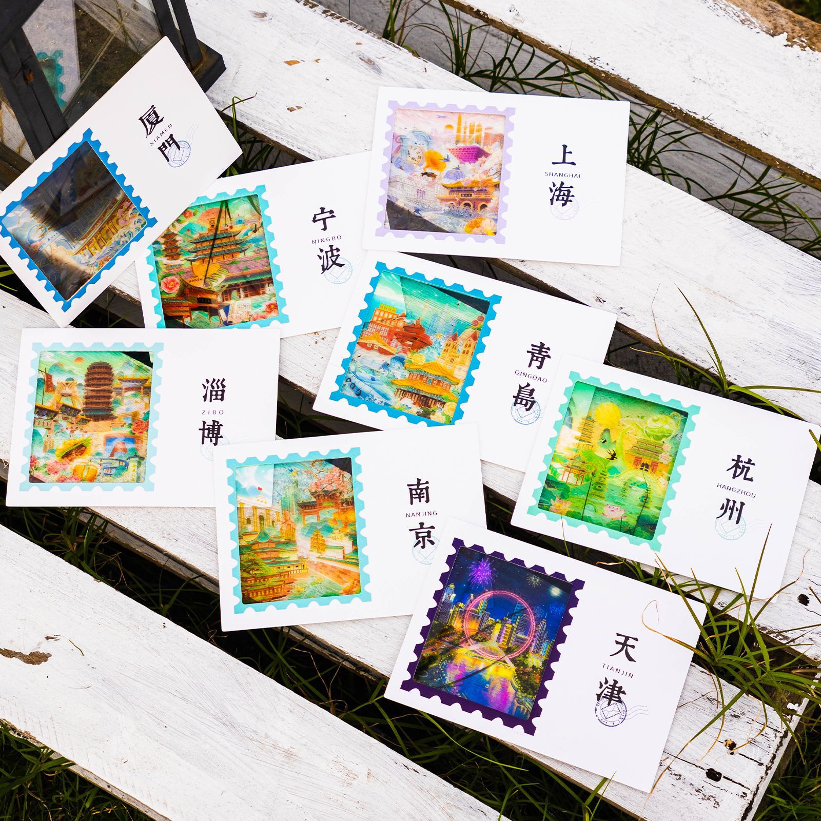 城市风景透光明信片胶片贺卡书签学生日常毕业季祝福语录纪念礼物