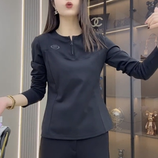 上衣2026春夏新款 洋气冲锋长袖 休闲户外女 修身 半拉链设计感时尚