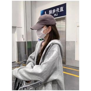 灰色开衫 美式 韩系慵懒风厚薄款 爆款 连帽 bm卫衣外套女春秋2025新款