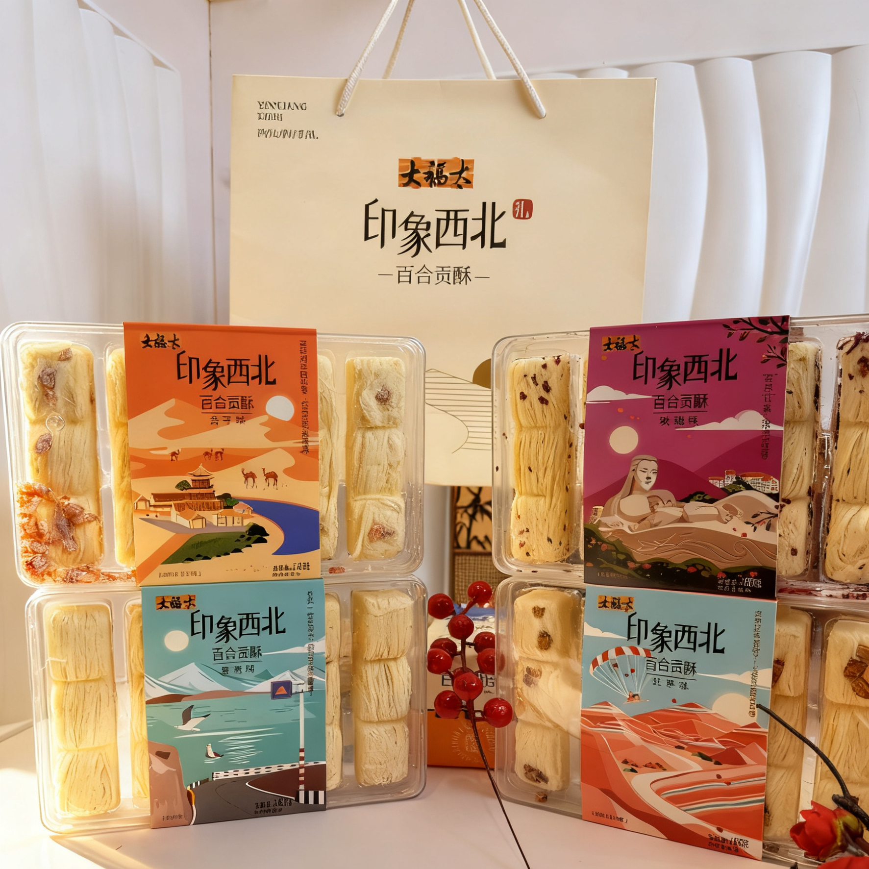 西北兰州网红百合贡酥健康传统糕点盒装办公室小吃零食伴手礼