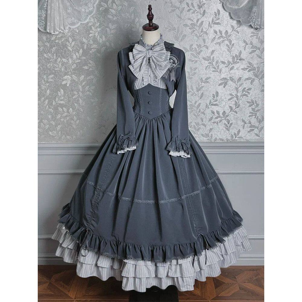 【复古雅典】Lolita文艺气质蝴蝶结百搭外套+衬衫+半身裙三件套装