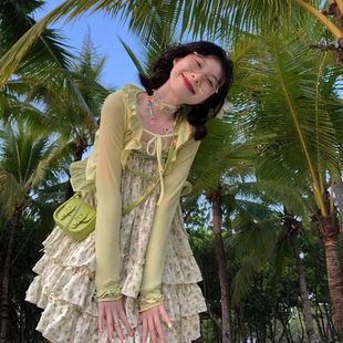 超仙蝴蝶结吊带碎花裙开衫 夏日洋洋 两件套小个子初恋甜美连衣裙