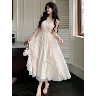 茶歇百合 法式优雅气质V领吊带裙套装女夏季新款开衫连衣裙两件套