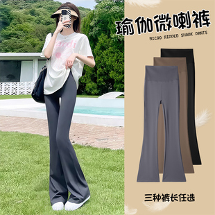 小个子微喇鲨鱼裤女外穿春秋薄款高腰提臀显高紧身运动瑜伽喇叭裤