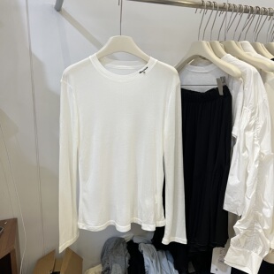 面膜T恤女百搭显瘦圆领打底衫 莱赛尔天丝长袖 上衣潮 新款 2026春季