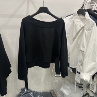 卫衣女系带收腰显瘦露肩上衣 韩系气质一字领斜肩长袖 2026春季 新款