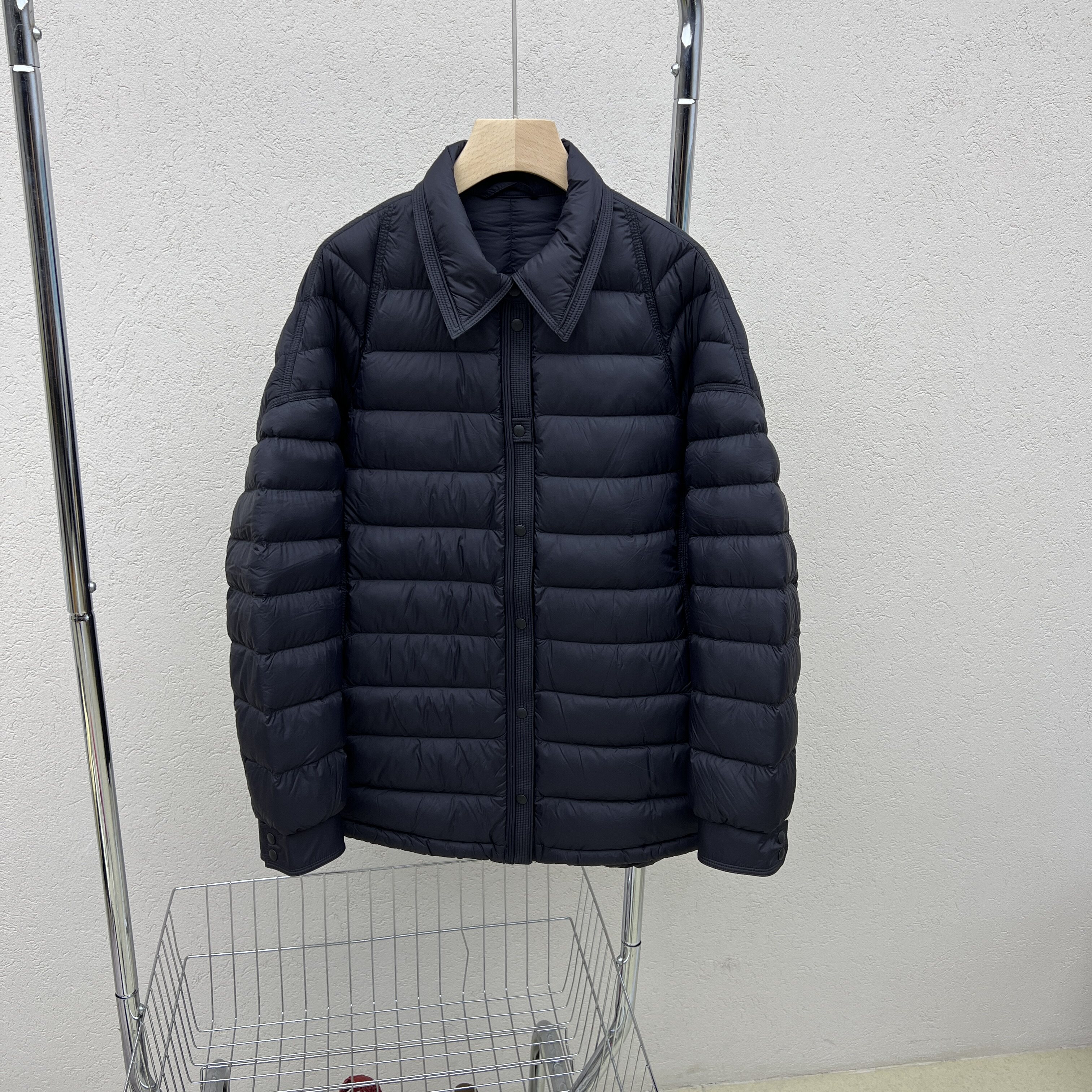 轻薄衬衫领羽绒服女中长款2026冬季新款宽松休闲显瘦90白鸭绒外套