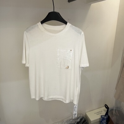 短袖蕾丝钩花天丝苎麻T恤上衣女