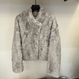 2025冬季新款高级感立领环保皮草毛毛外套女短款气质皮毛一体上衣